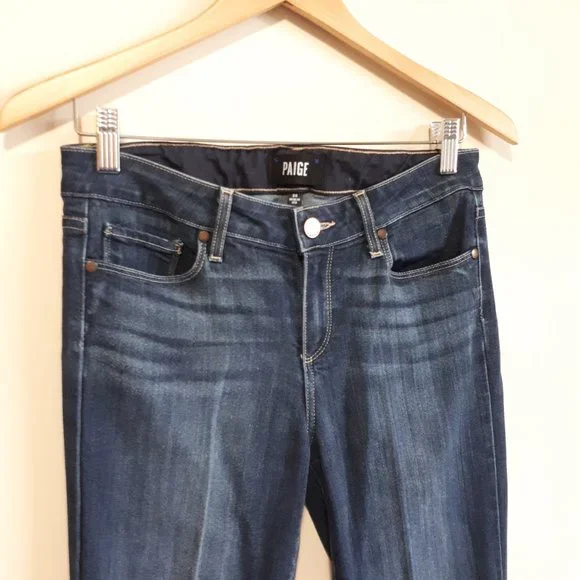 PAIGE / 28 x 30 / Womens Manhattan Bootcut Mid-Rise Denim Stretch Jeans - Seneca - Picture 3 of 13
